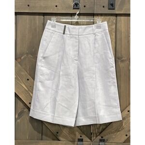 PESERICO Handmade Tailored Linen Bermuda Shorts Lavender Purple Made In Italy 42